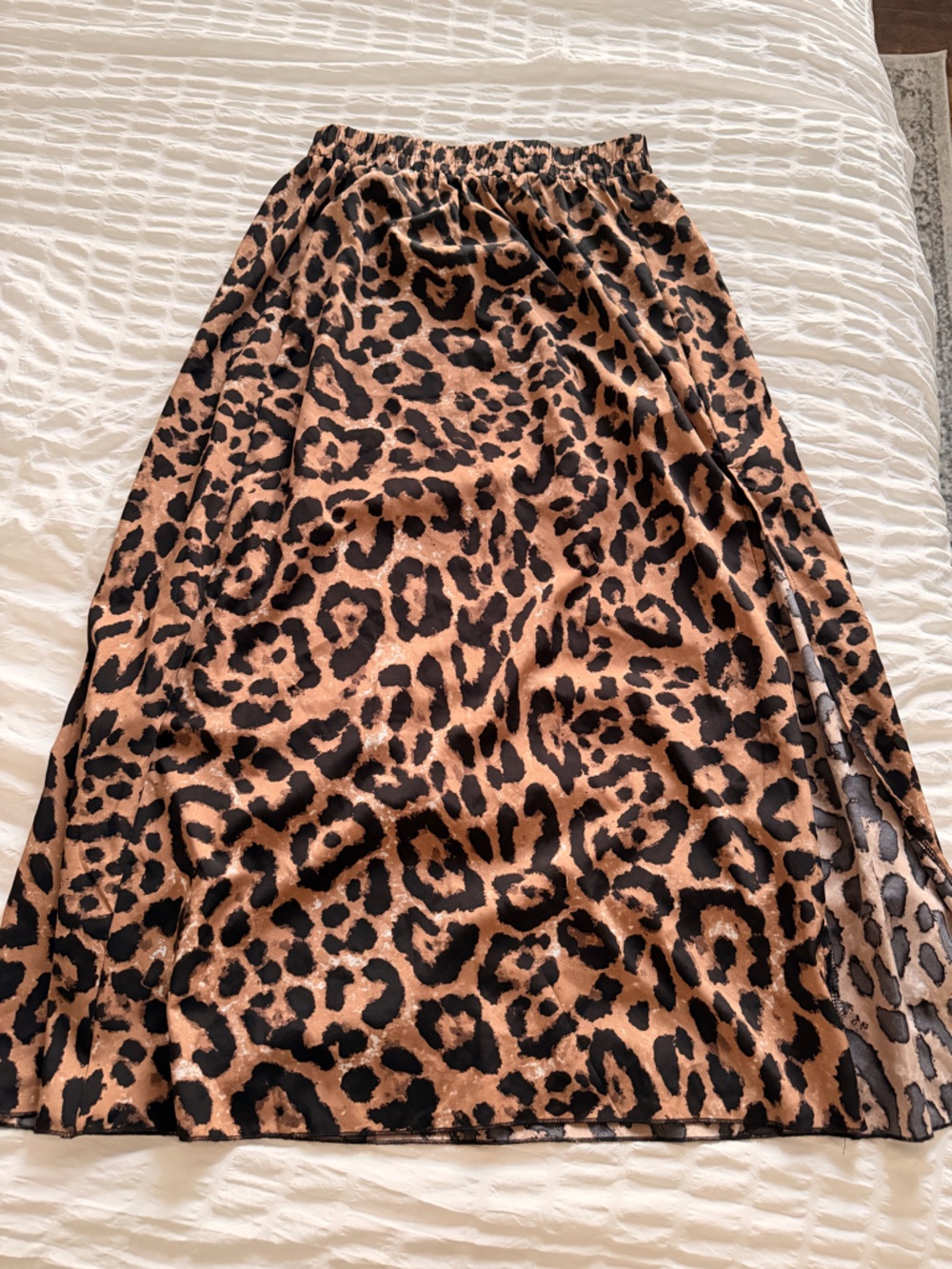 Leopard Print Maxi Skirt in Black and Tan